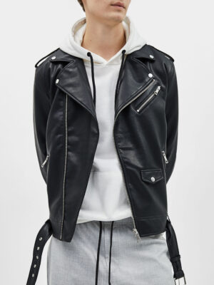 Faux leather biker jacket